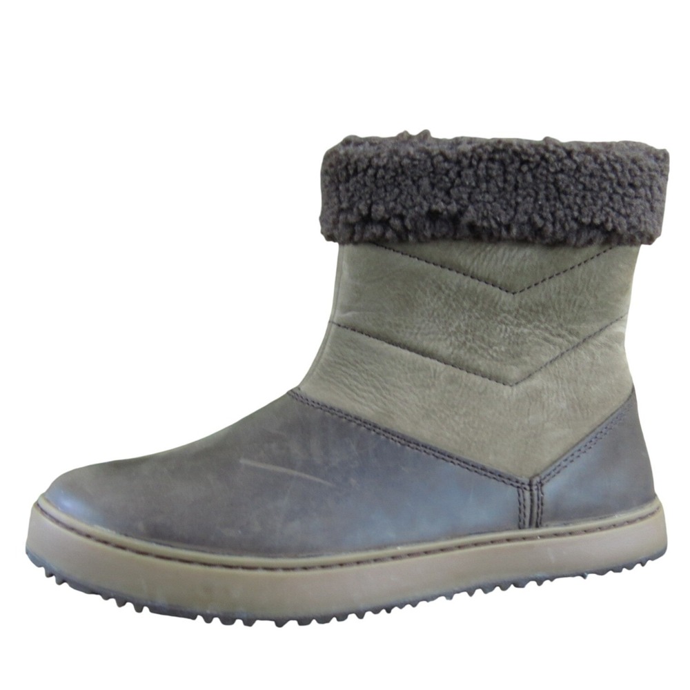 L.L. Bean Women's 8 Brown Leather Ankle Boots Faux Fur‎ Cuff Zipper Winter